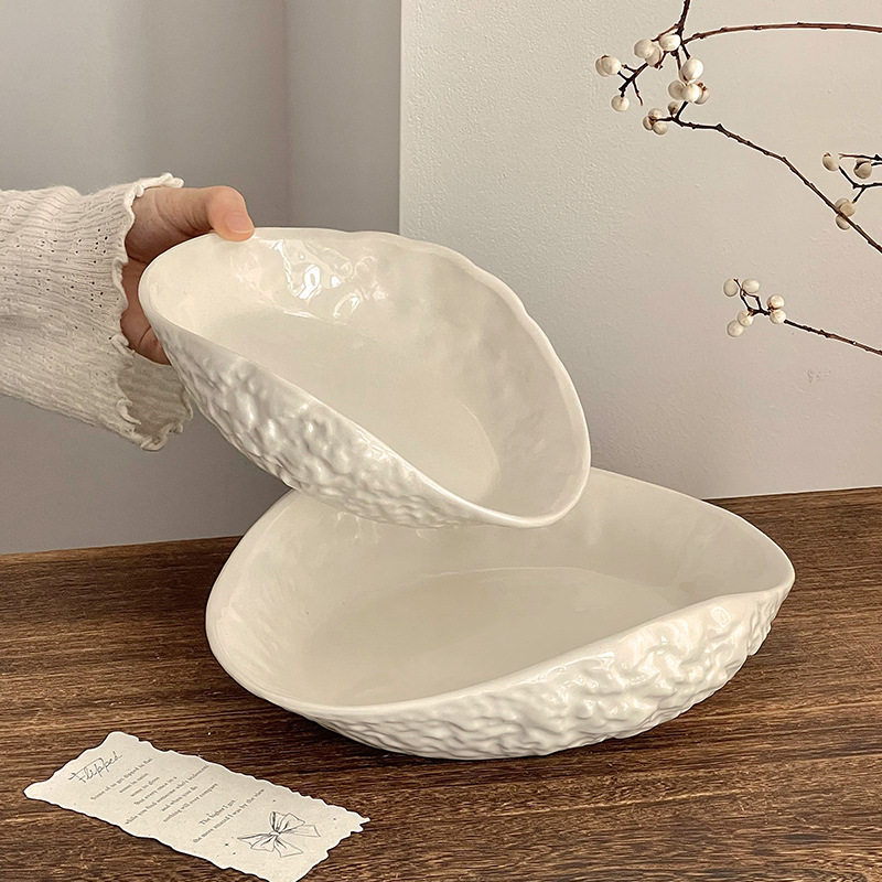 岩石纹贝壳盘高级感陶瓷