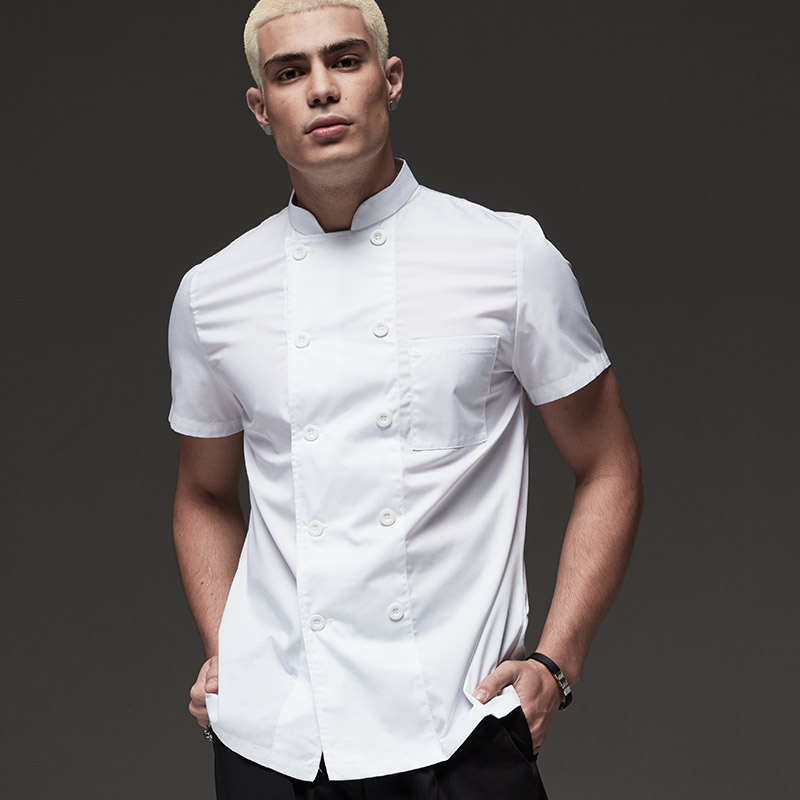 多米来厨师工作服短袖夏装厨房厨师衣服春夏季男厨师工作服工装