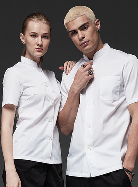 厨师服短袖男夏季西餐厅烘焙食品服务员工作服餐饮厨房厨师工服装