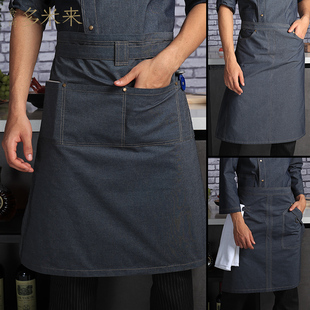 厨师围裙男士半身定制餐饮服务员时尚女半截围腰短款厨房工作专用