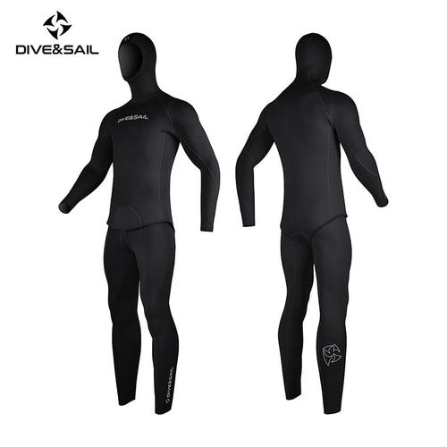 DIVE&SAIL 定制自由潜训练湿衣3/5mm超弹双面穿潜水服分体连帽