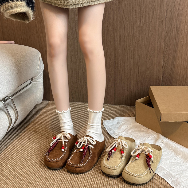 洋洋得意同款袋鼠勃肯2025新款外穿增高包头半拖鞋女厚底勃肯凉鞋