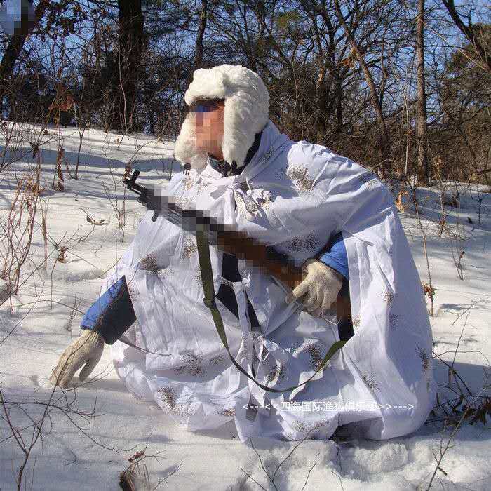 冬季雪地迷彩披风林海雪原电影拍摄户外观鸟滑雪服伪装防风斗篷