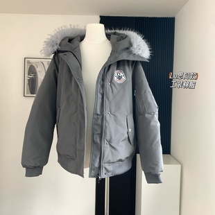 黄子弘凡同款NICEBAD可拆卸毛领连帽派克棉服潮流保暖羽绒服