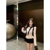 千金蝴蝶结长袖 实拍 罗马假日法式 蕾丝上衣