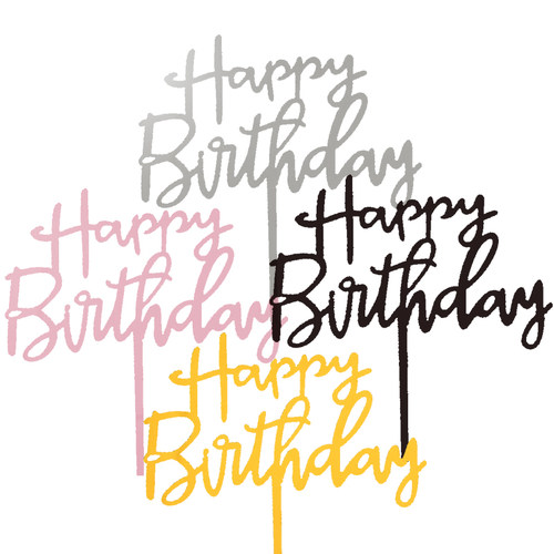 亚克力字母生日快乐蛋糕装饰插牌潦草happy birthday烘焙插件插卡
