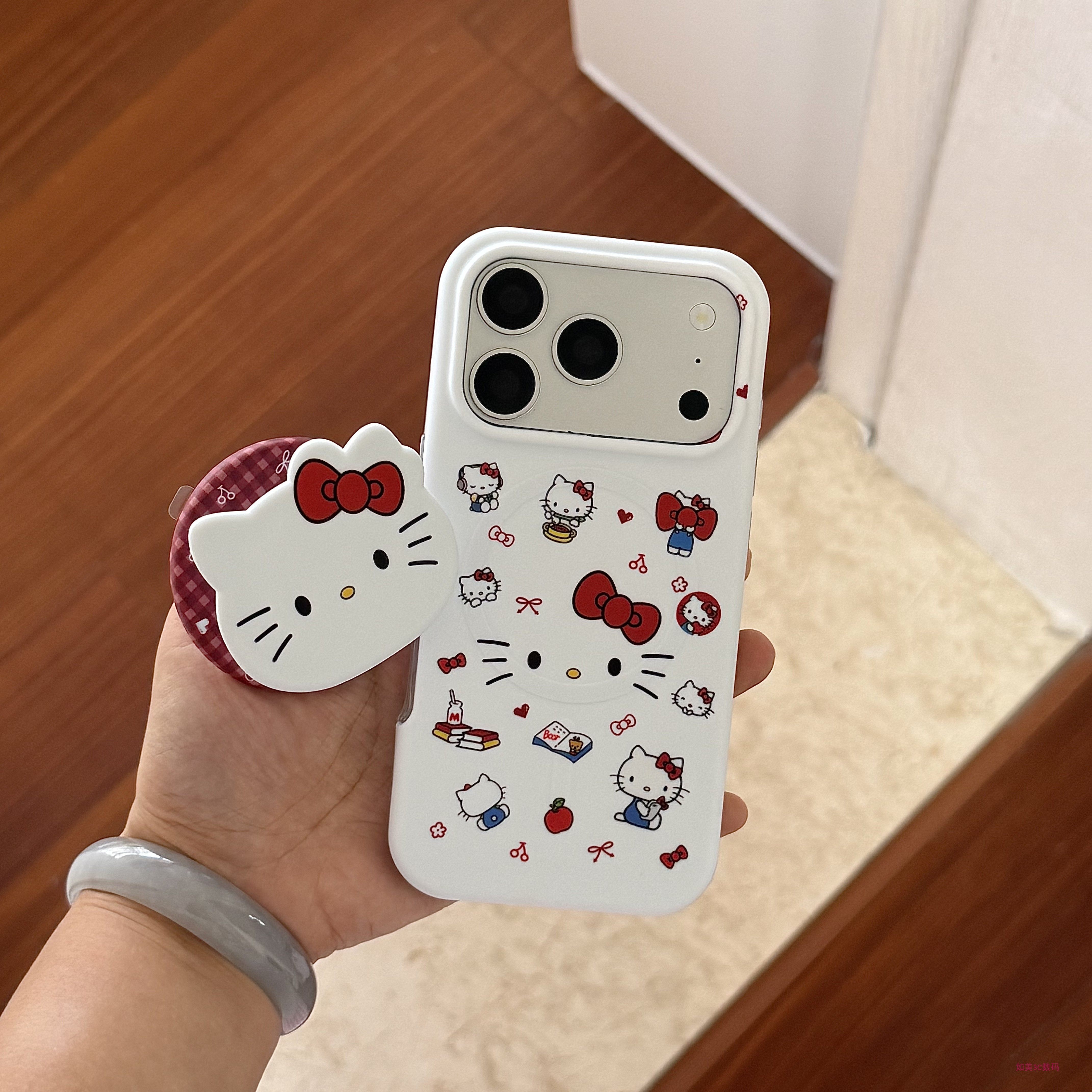 可爱卡通大脸胡须猫咪磁吸支架适用苹果18promax手机壳iphone17Pro新款15pro女款16pm全包防摔二合一保护壳