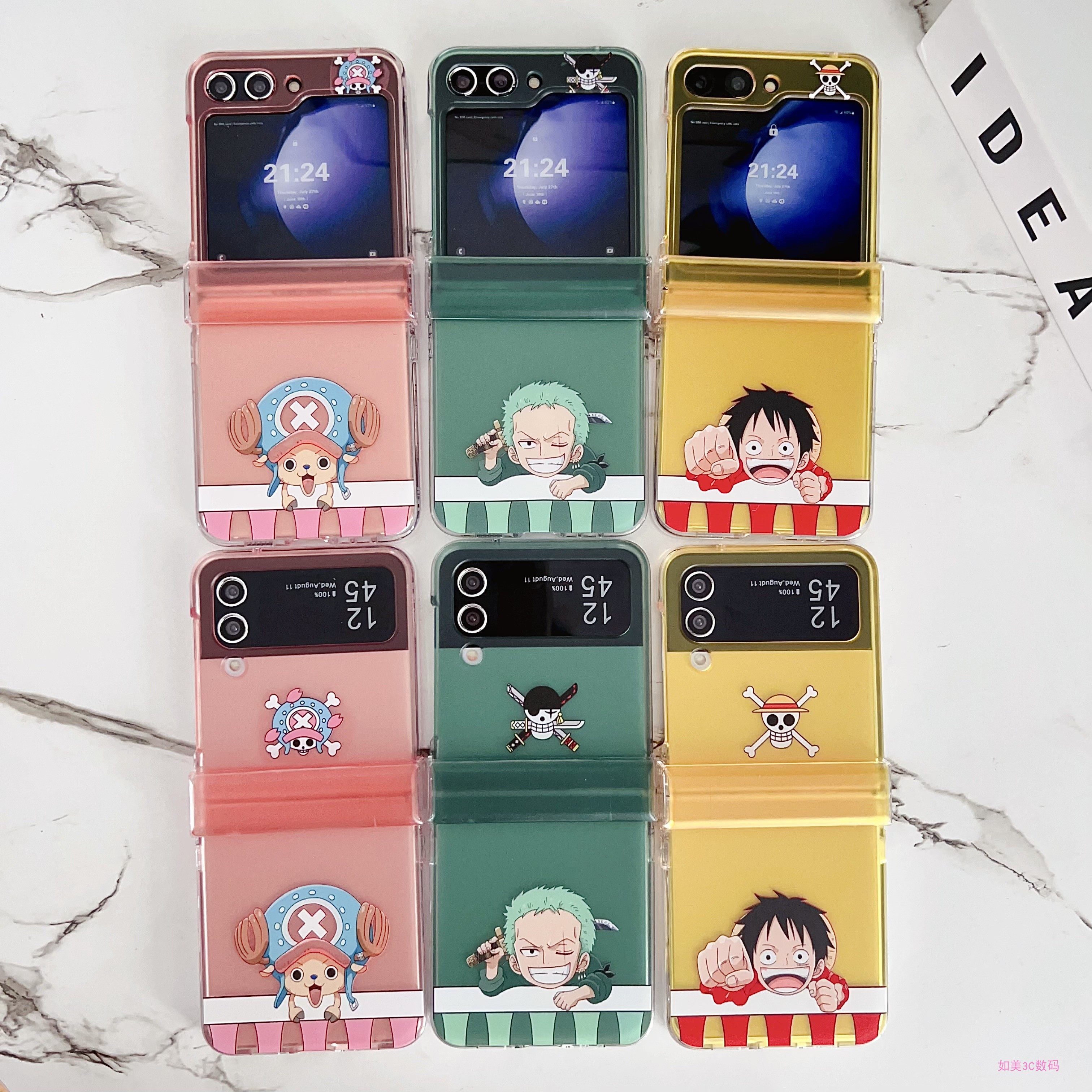 动漫可爱卡通海贼王路飞索隆乔巴适用三星zflip5手机壳折叠屏防摔zflip6新款Galaxy Z Flip4保护套zflip7硬壳