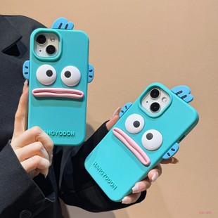 立体丑萌卡通人鱼汉顿适用苹果16手机壳17ProMax新款 iPhone15创意13Pro硅胶套16ProMax软壳14ProMax可爱女款