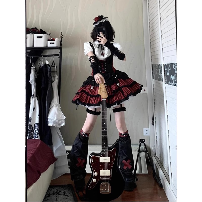 甜心美式学院甜辣亚比风摇滚少女小偶像套装lolita裙洛丽塔打歌服