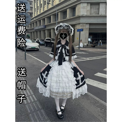 天使黑白可爱二型doll感花嫁洋装JSK洛丽塔Lolita裙重工公主裙