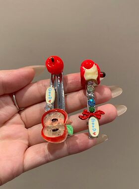 日系复古可爱小苹果片童趣发夹insy同款卡通一颗红苹果发卡