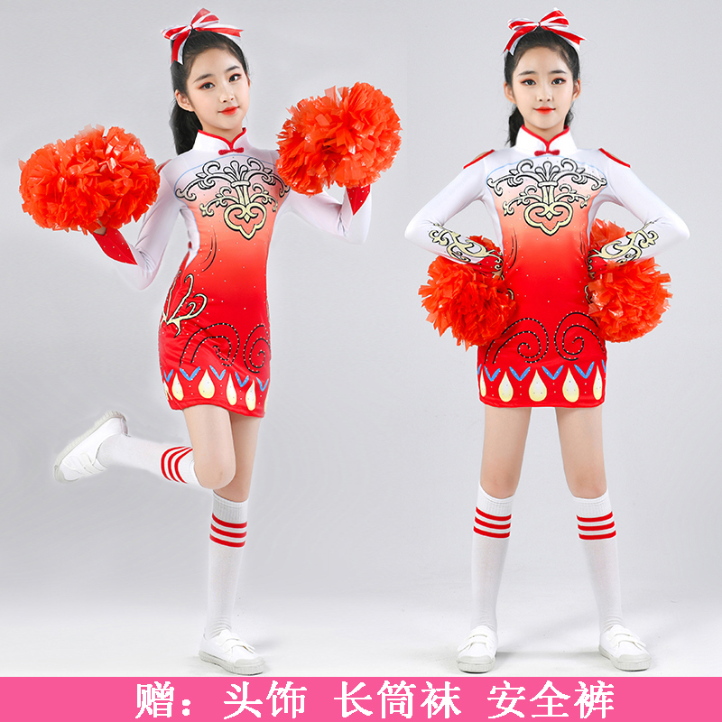 施洛妮女啦啦操运动紧身演出儿童
