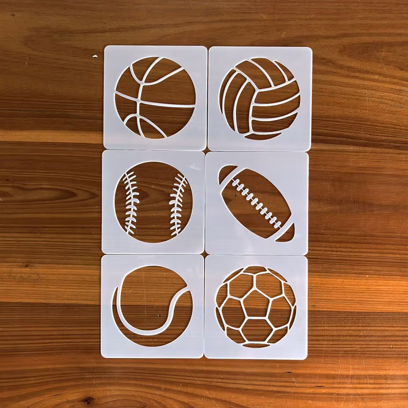 体育球类镂空绘画模板 运动足球画画模板 高尔夫球涂鸦喷画模板