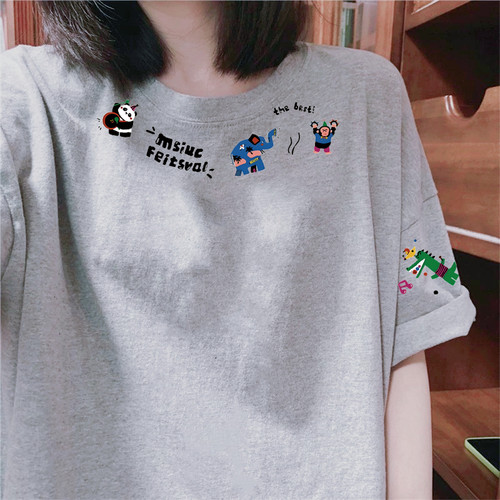 奥特莱斯~清仓外贸剪标捡漏夏季宽松打底潮简约印花短袖T恤女2026