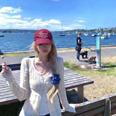 红色棒球帽女防晒遮阳帽休闲百搭显脸小鸭舌帽BELM