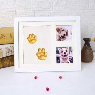 宠物爪印照片相框狗狗脚印印泥猫咪掌印diy纪念品实木摆台留念