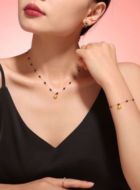 韩系百搭风玲珑紫色水晶珠扇贝吊坠项链耳环套装女钛钢镀18k真金