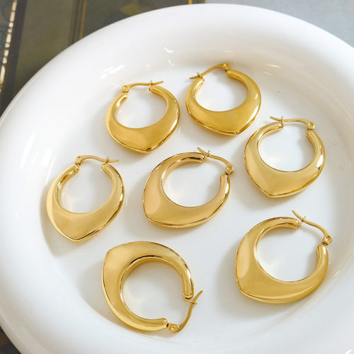 希腊女神不掉色复古尖U形素圈耳环耳钉跨境钛钢工厂小众饰品