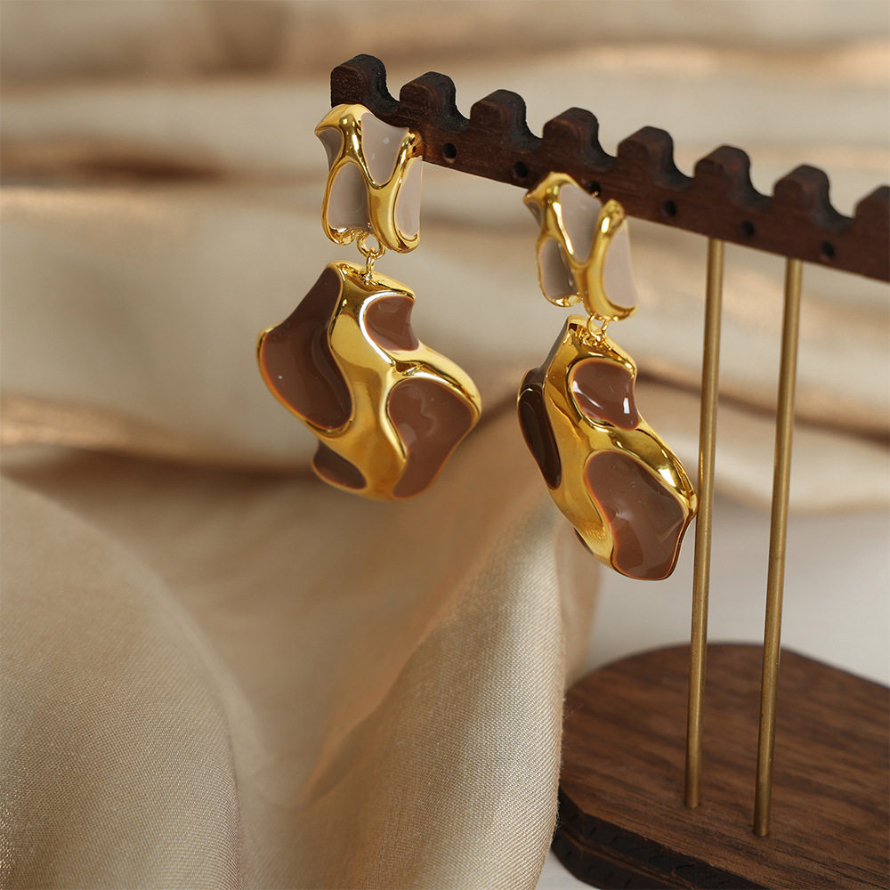 法式轻奢美拉德砝码彩釉铜质网红不规则耳坠耳饰奶牛花纹耳钉,饰品/流行首饰/时尚饰品新,耳环,淘宝优惠券,粉丝福利购,淘宝优惠卷