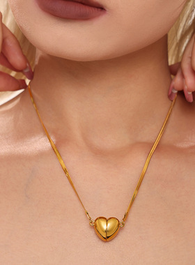 梦幻不锈钢甜美爱心超强磁铁可拆分吊坠锁骨项链气质韩国配饰女