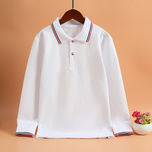 儿童长袖POLO衫秋冬款男童女童纯棉班服T恤中大童小学生校服上衣
