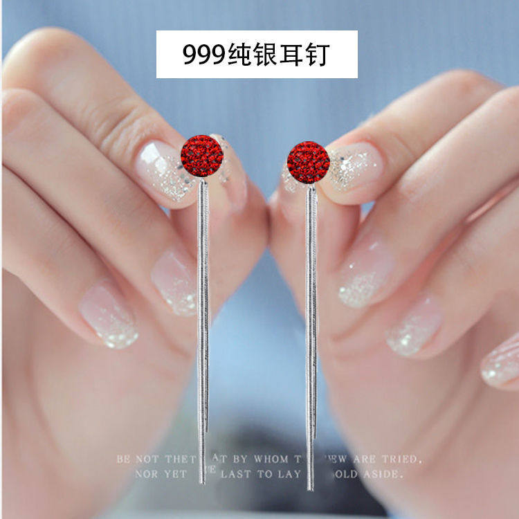 999纯银 时尚流苏耳钉女长款气质耳坠2020新款超仙网红百搭耳环