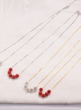 项链女锁骨链纯银网红红色本命年