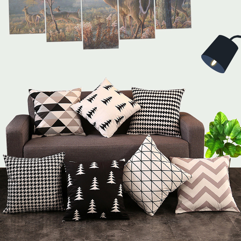 欧式客厅沙发抱枕办公室方形毛绒腰靠床头午睡靠枕千鸟格汽车靠垫,居家布艺,靠垫/抱枕,淘宝优惠券,粉丝福利购,淘宝优惠卷