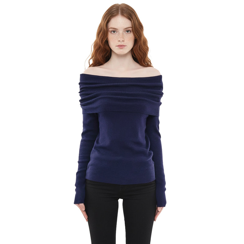 BM一字领针织衫早秋设计感