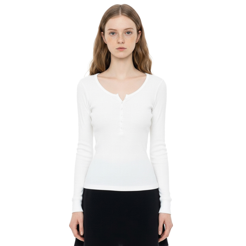 BM2025秋季新款白色长袖亨利衫