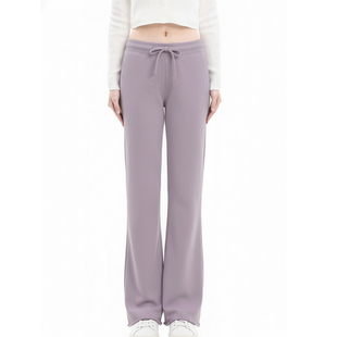 女百搭显瘦慵懒松弛感紫裤 抽绳休闲裤 子 2025秋冬新款 BM加绒长裤