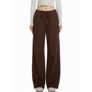 BM廓型长裤 美式复古抽绳棕色多口袋工装中性风阔腿显瘦休闲裤新