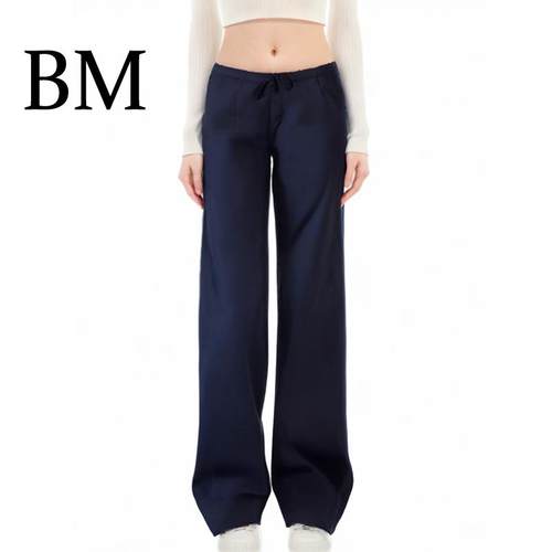 BM甜酷风低要口袋系带长裤