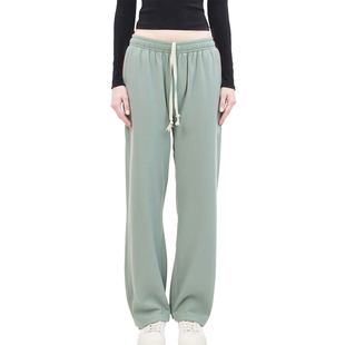薄荷绿中高腰休闲运动宽松阔腿长裤 美式 子 松弛感卫裤 BM2025新款