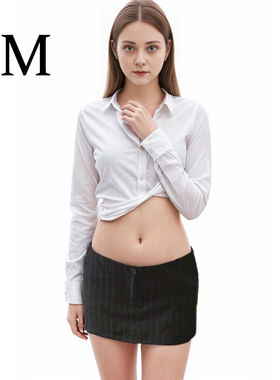 BM竖条纹短裤裙防走光高腰复古显瘦迷你显腿长包臀裙ol西装裙子女