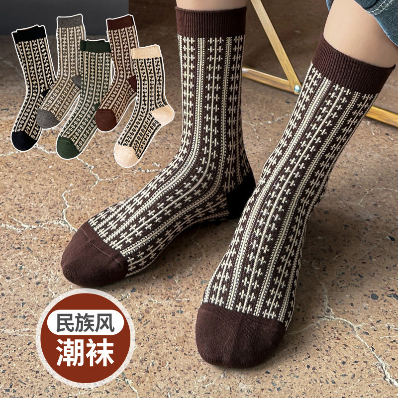 保暖女棉双针双路棉线袜