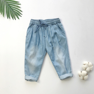 牛仔裤 子春夏装 小童薄裤 裤 子男童纯棉长裤 超薄柔软牛仔宝宝防蚊裤