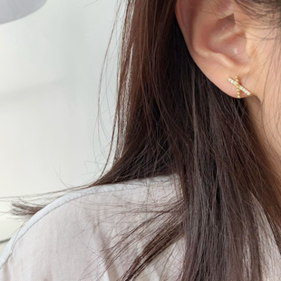 JiuJiu·一排金豆豆排钻锆石X型耳钉女简约小巧通勤高级气质耳环