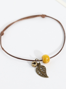 手工简约时尚民族风清新女式陶瓷脚链饰品新中式国风学生闺蜜