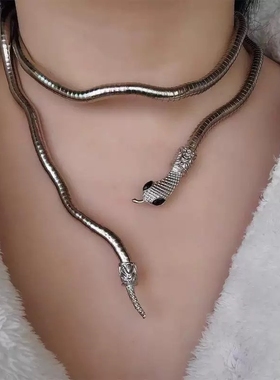 欧美明星同款蛇形缠绕锁骨链女钛钢可调节潮酷冷淡风颈链配饰