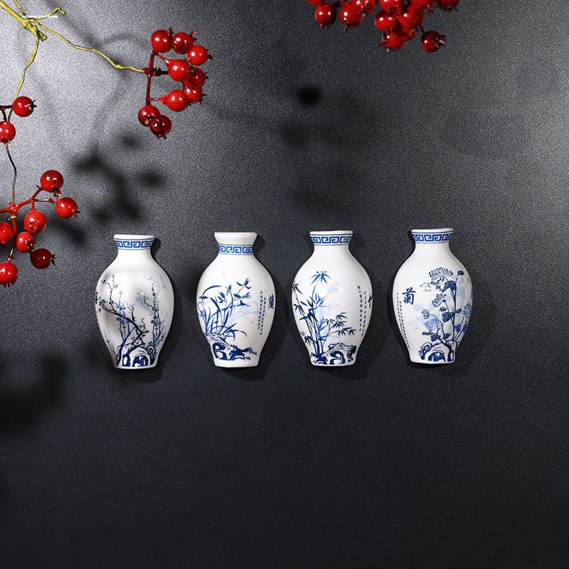 中国风花瓶磁性贴 青花瓷陶瓷冰箱贴 家居装饰商务外事出国小礼品