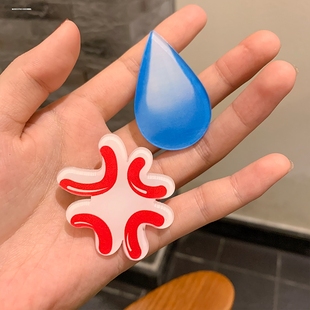 生气夹子头饰滴汗水滴黄豆流汗emoji大无语发夹女可爱表情发卡