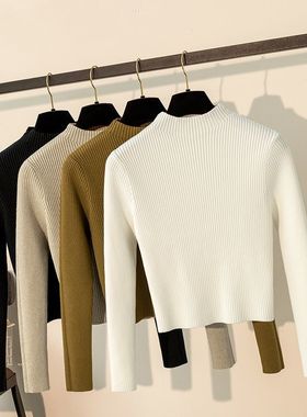 针织衫小个子上衣秋冬设计感小众打底2026春秋长袖短款修身毛衣