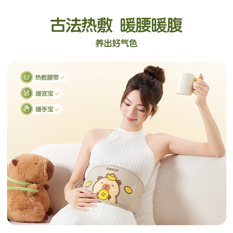 Repor锐珀尔卡皮巴拉海盐袋热敷包电加热艾草粗盐暖宫护腰带