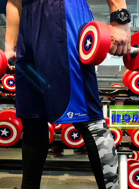 红色美国队长哑铃PU哑铃健身房家用商用私教环保无味圆头固定哑铃