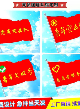 团建宣传志愿者旗帜红色旗帜