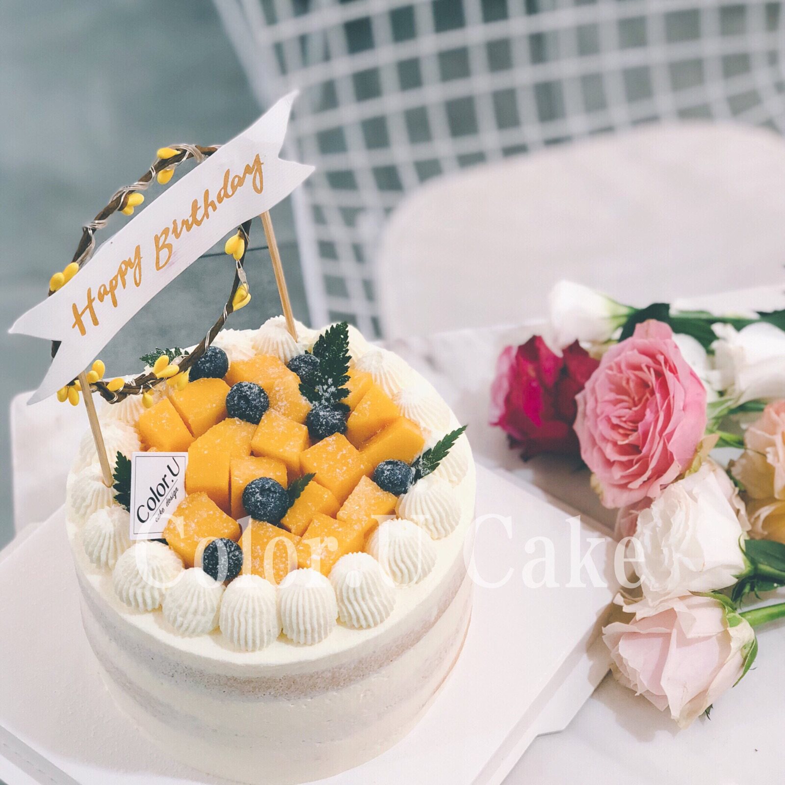秋日森林系低糖芒果裸蛋糕生日企业公司下午茶鲜奶水果杭州同城