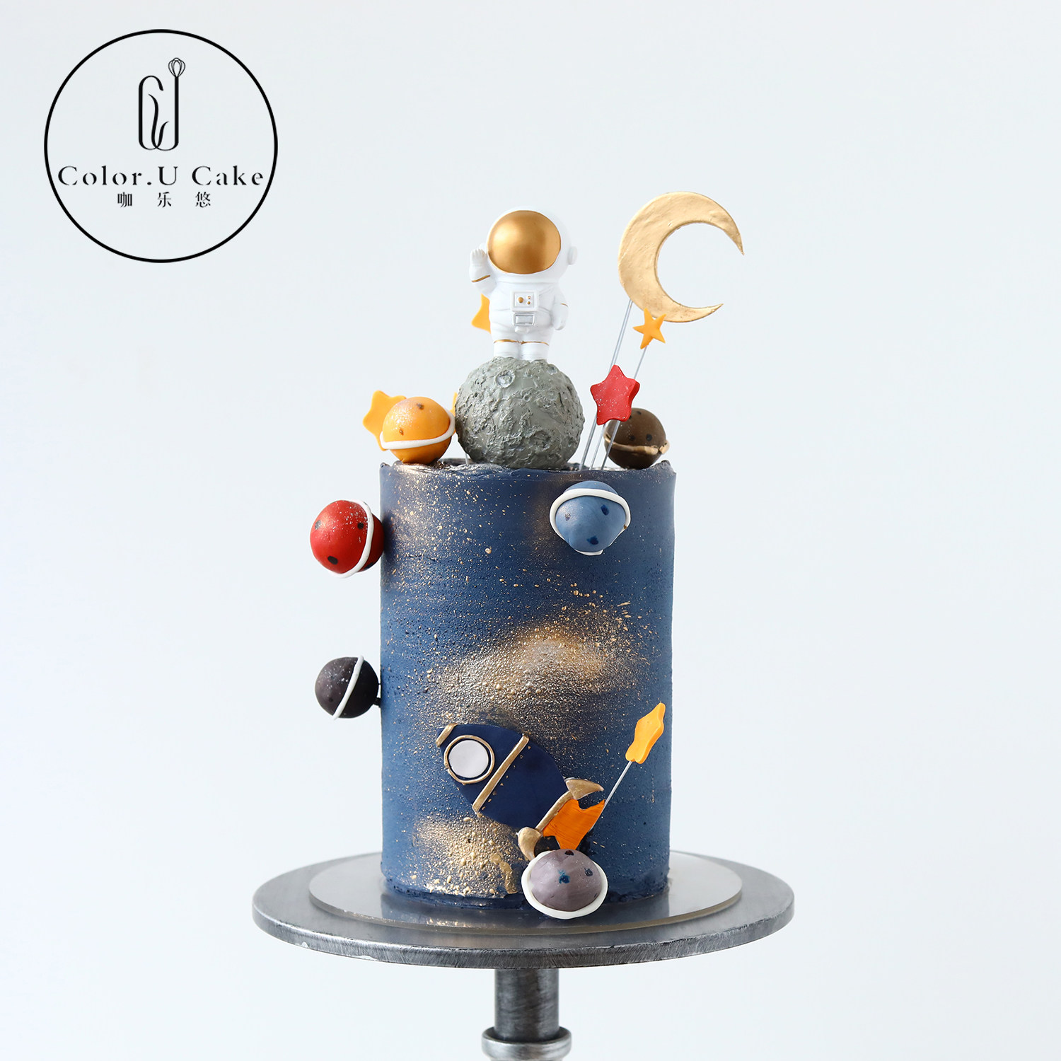 宇航员星空宇宙【我的一小步】男孩动物奶油生日蛋糕杭州上海同城