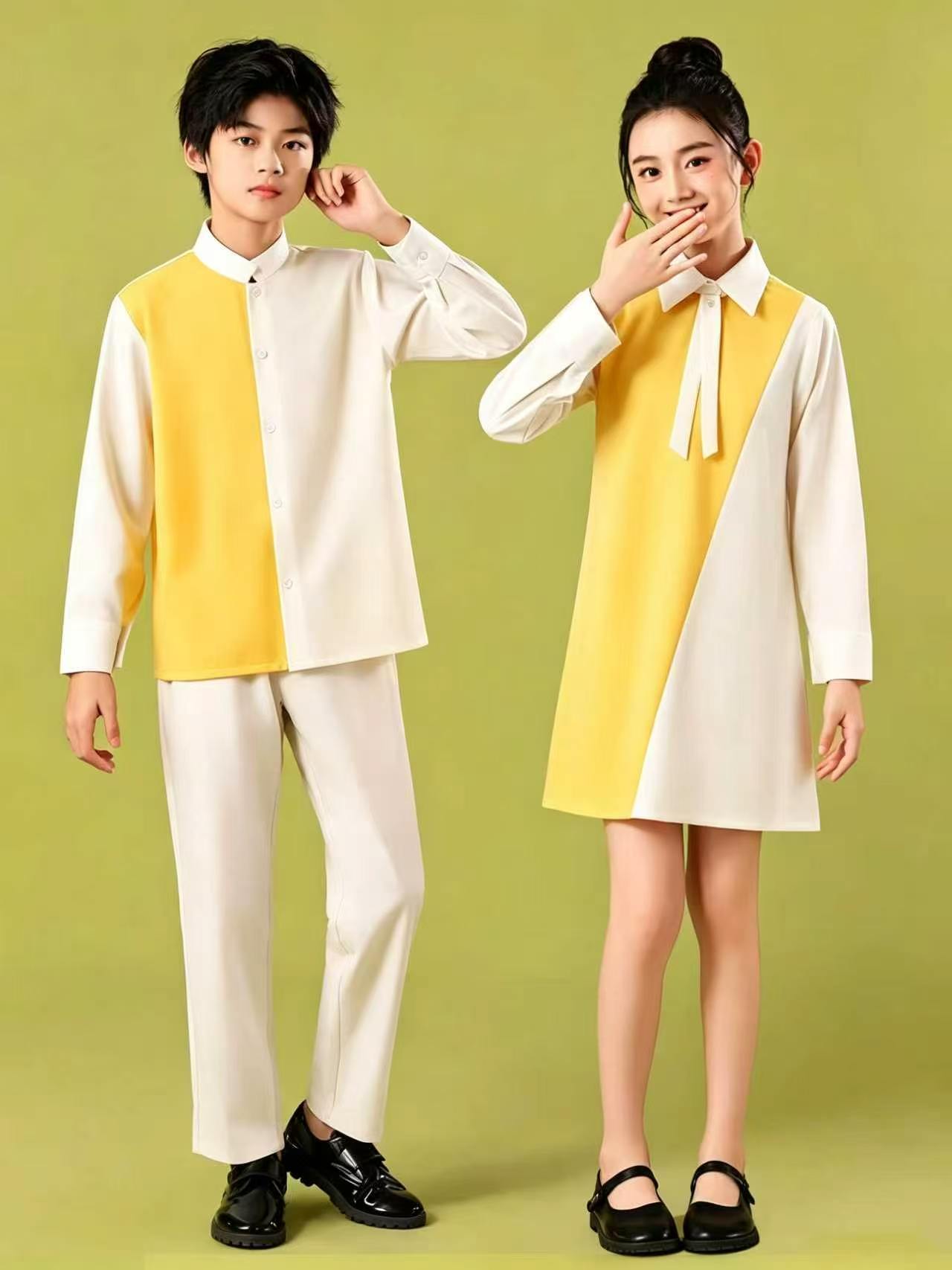 儿童合唱服演出服装小学生合唱团表演服男童女童爱国诗歌朗诵